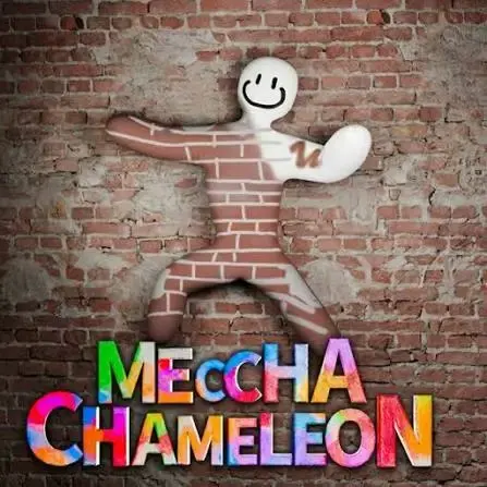 Meccha Chameleon — Official Cover Art Meccha Chameleon cover art — chameleon character blending into a brick wall with colorful title logo